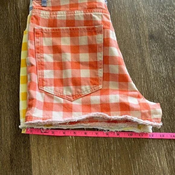 FARM Rio Yellow & Orange Gingham Jean Shorts with Blue Waistband - Picture 11 of 11